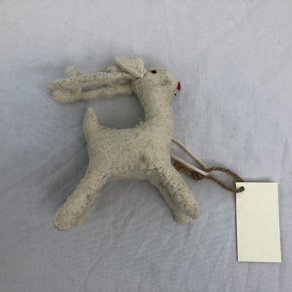 restoration hardware baby child reindeer red nose felt ornament 5" - Picture 2 of 5